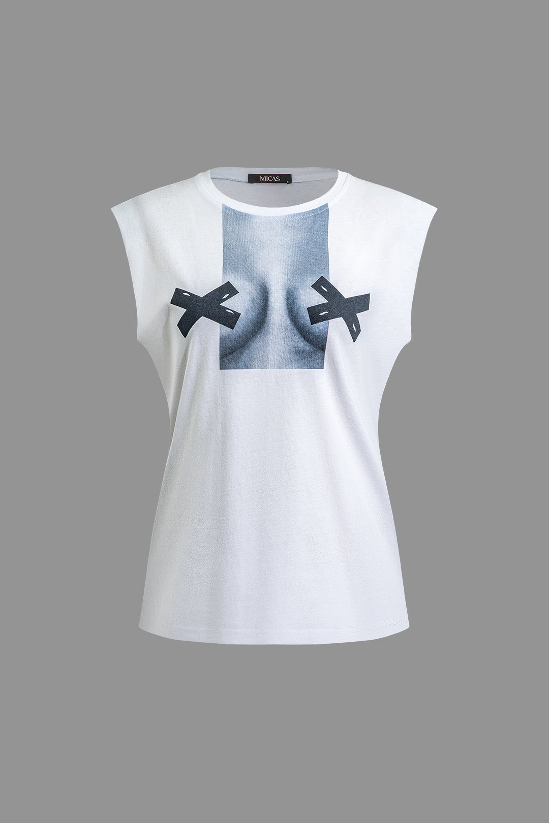 Body Print Sleeveless T-shirt