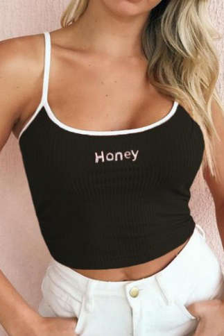 Honey Embroidery Cross Tie Cami Top