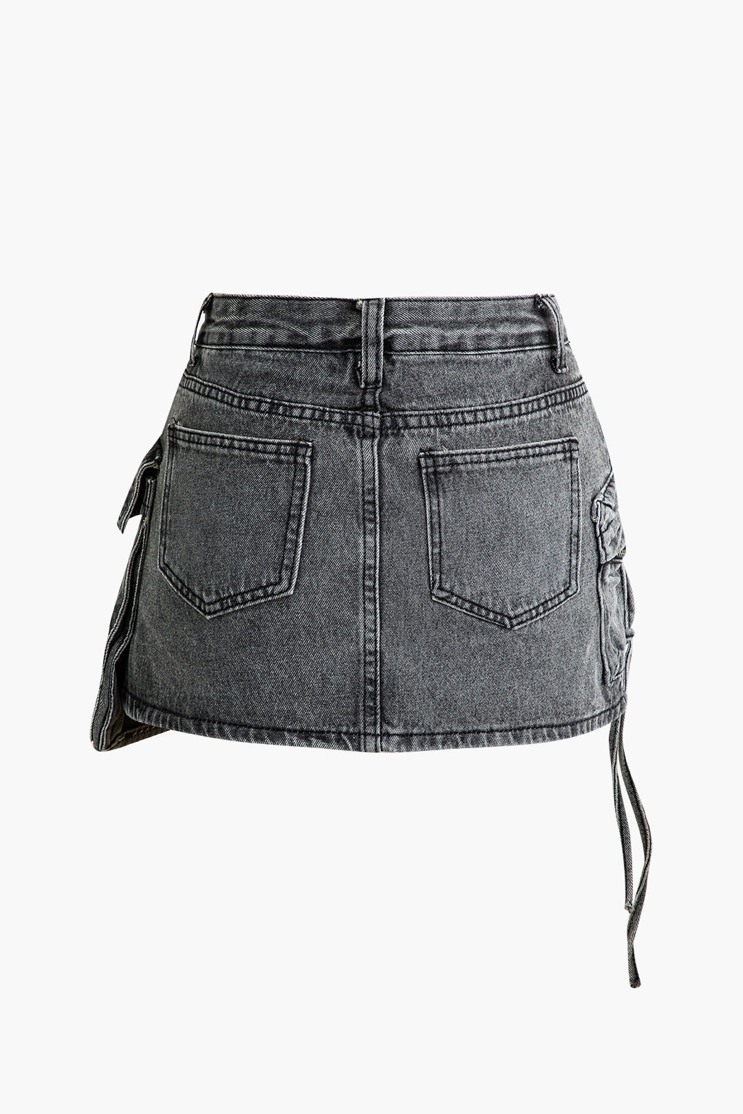 Graffiti Flap Pocket Denim Mini Skirt