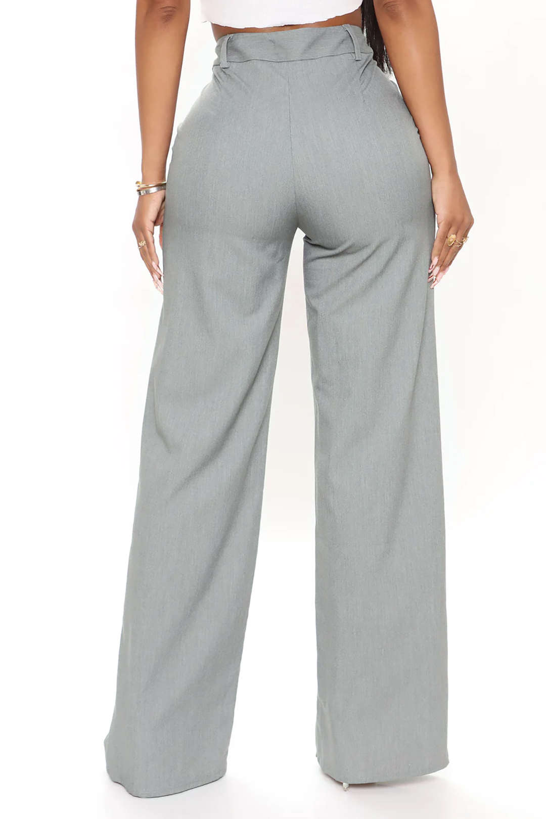 Asymmetric Waist Ruched Straight Leg Pants