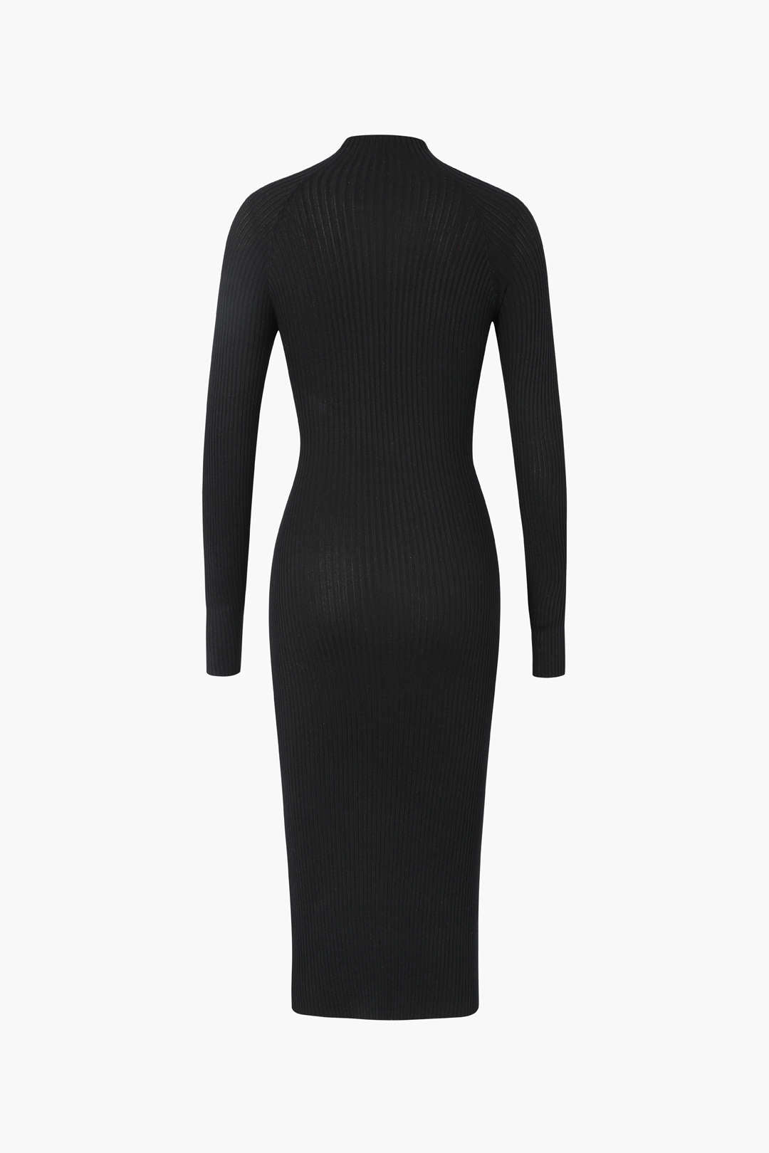 Long Sleeve Cut Out Front Twist Rib Knit Midi Dress