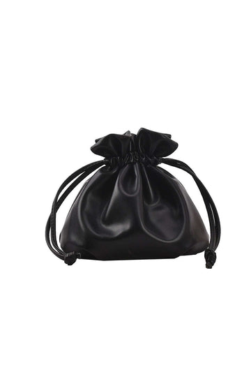 Faux Leather Drawstring Bucket Bag