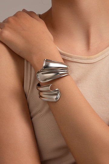 Asymmetrical Pleated Open Bangle