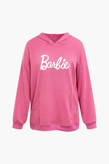 Oversized Barbie Letter Print Hoodie