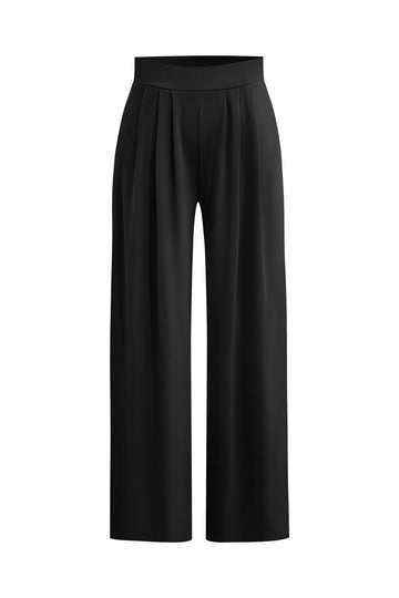 Solid Crop T-shirt And Pleated High Waist Wide Leg Pants Set