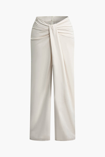 Asymmetrical Ruched Straight Leg Pants