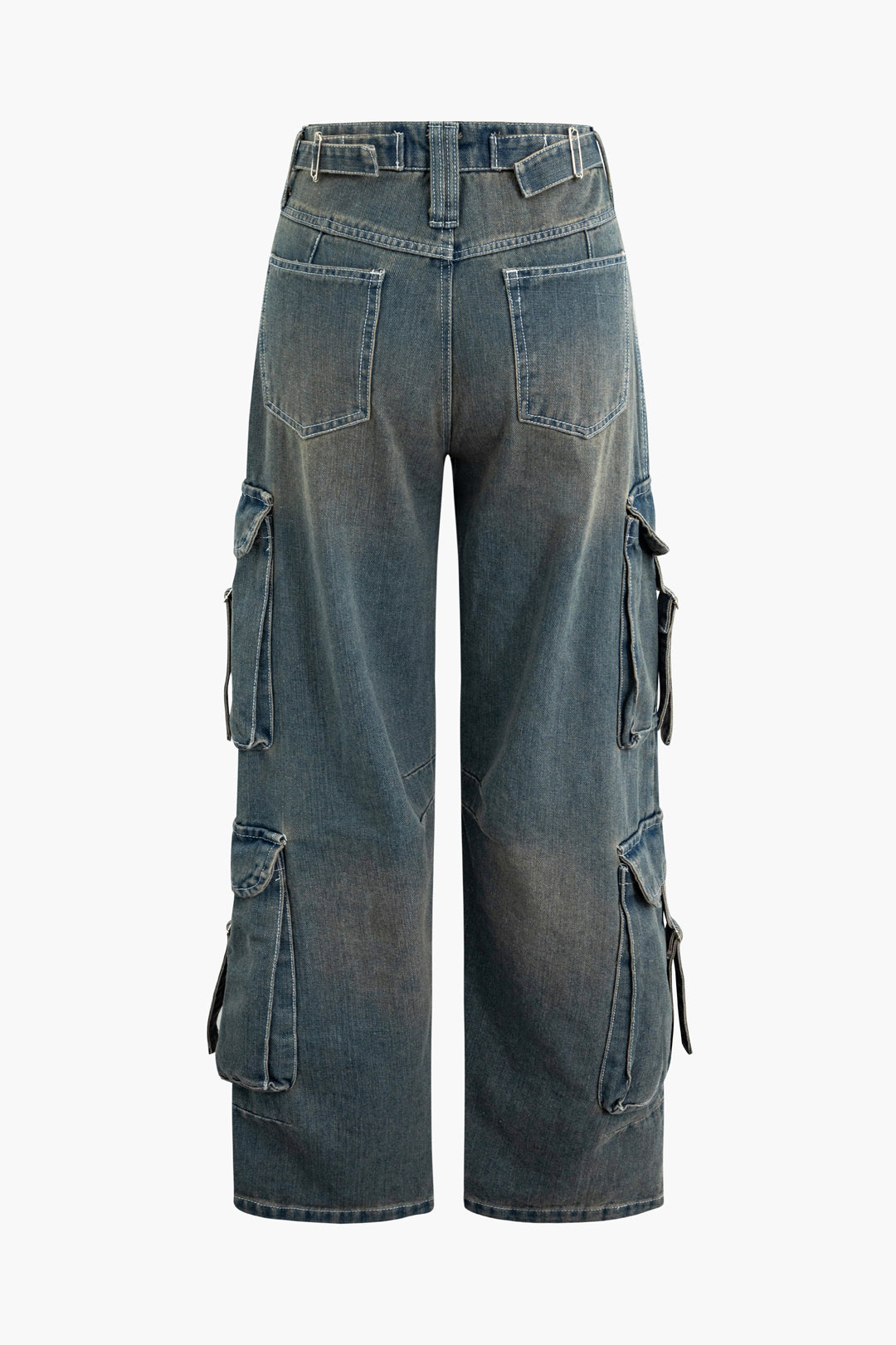 Retro Flap Pocket Straight Leg Cargo Jeans