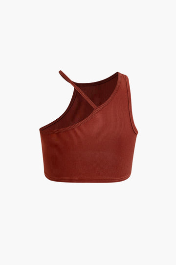 One-Shoulder Cut Out Crop Tank Top