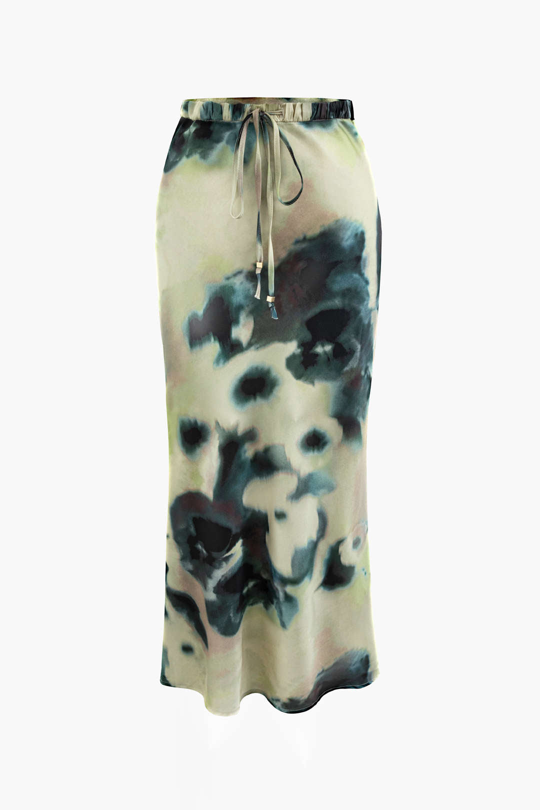 Tie Dye High Waist Drawstring Maxi Skirt