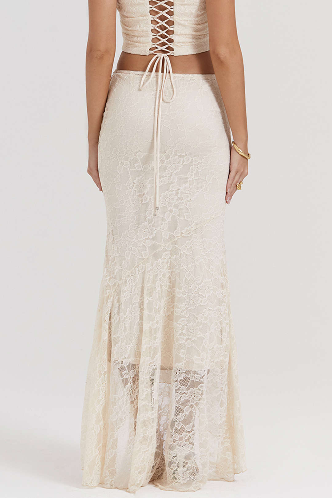 Lace Asymmetrical Hem Mermaid Skirt