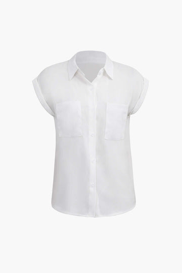 Rolled Cuff Knotted Hem Shirt