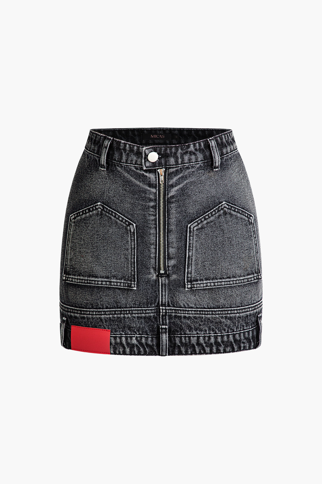 Denim Zip Up Mini Skirt