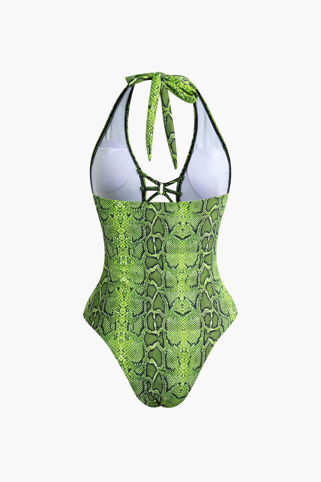 Snake Print Halter Tummy Control One-Piece Swimsuit