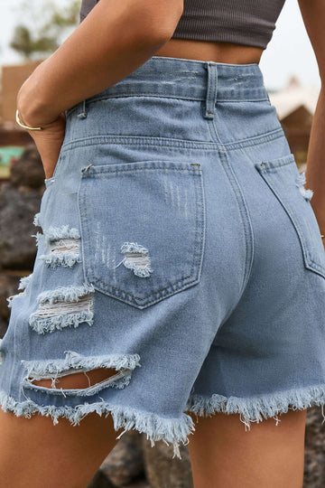 Ripped Denim Shorts