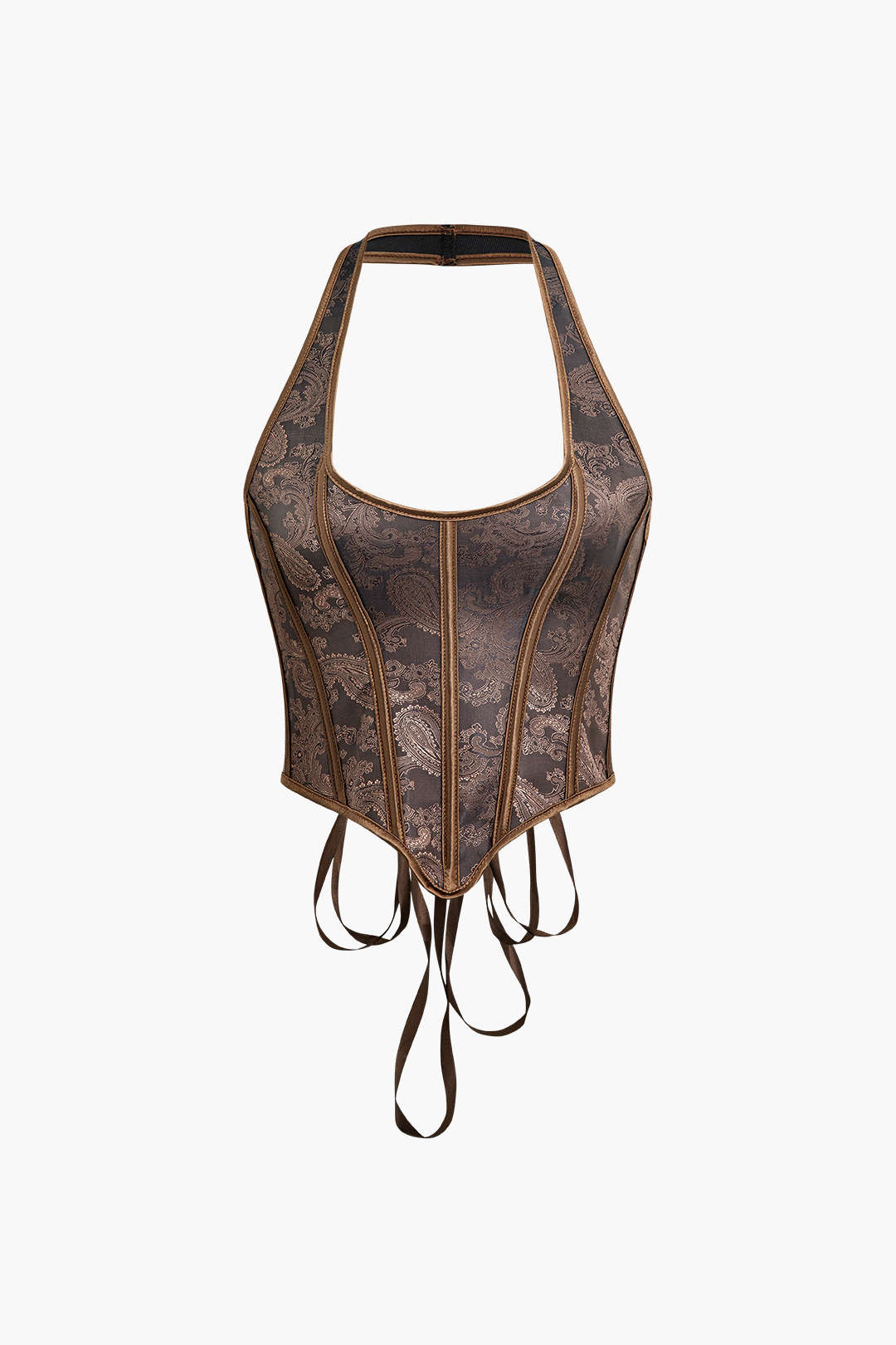 Jacquard Eyelet Tie Halter Corset Top