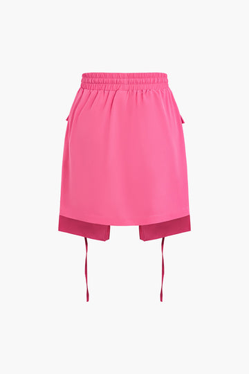 Drawstring Flap Pocket Skirt