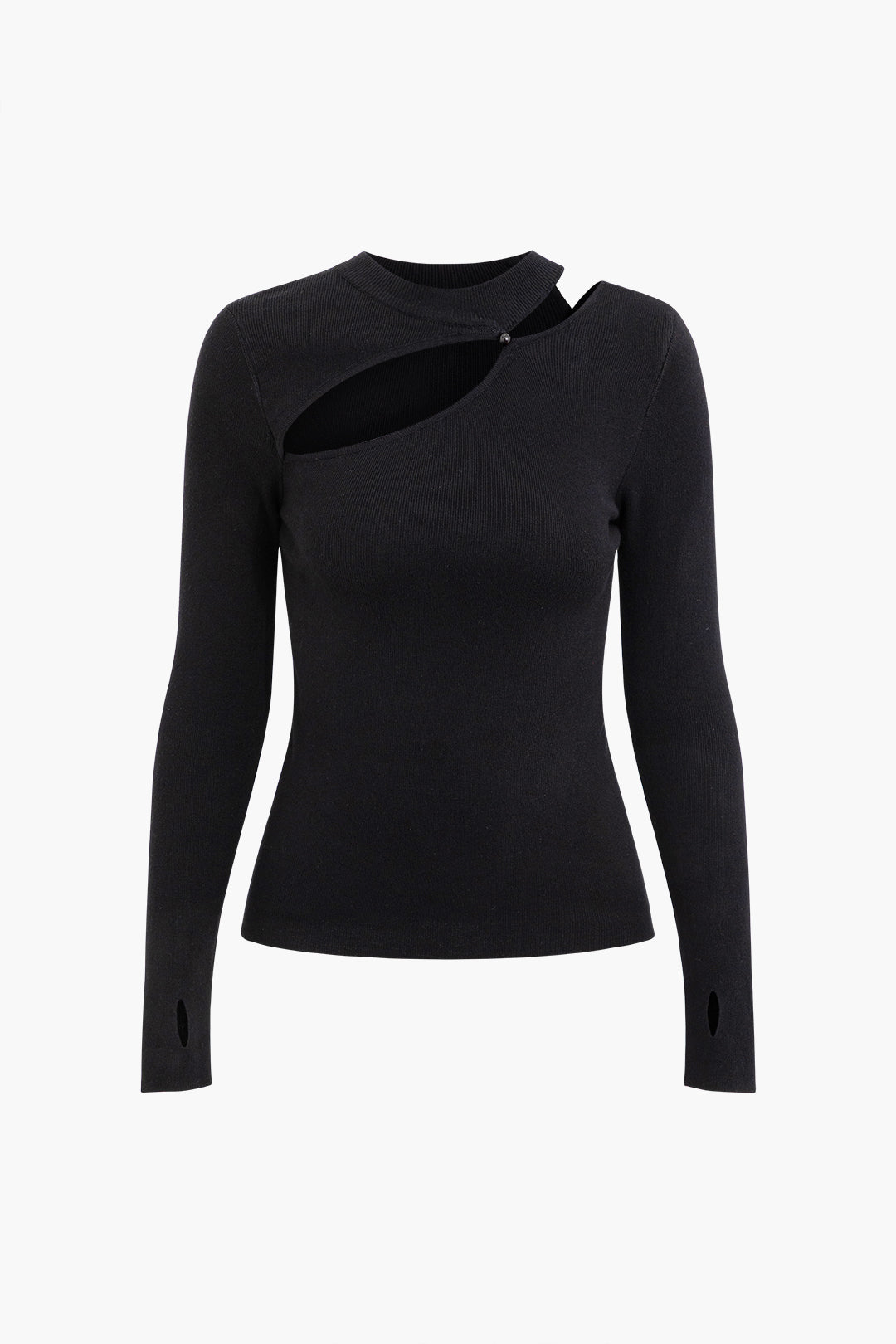 Asymmetric Cut Out Long Sleeve Knit Top