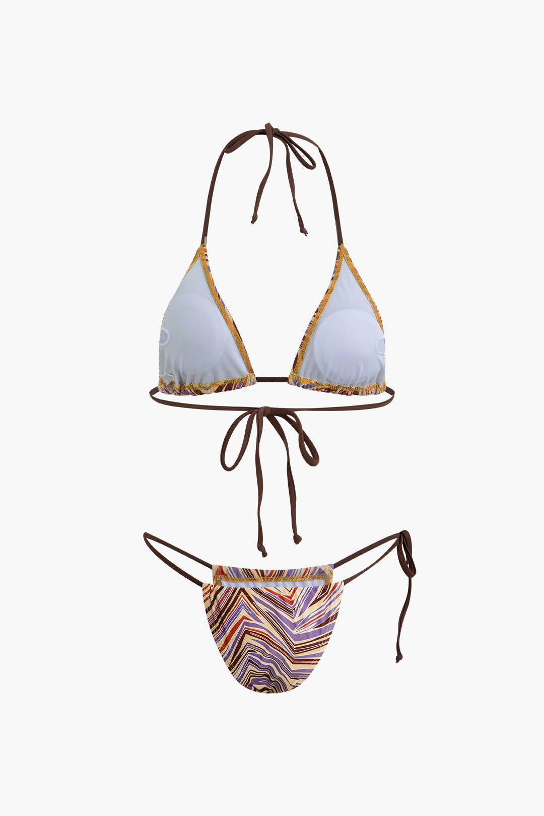 Contrast Striped Bikini Set