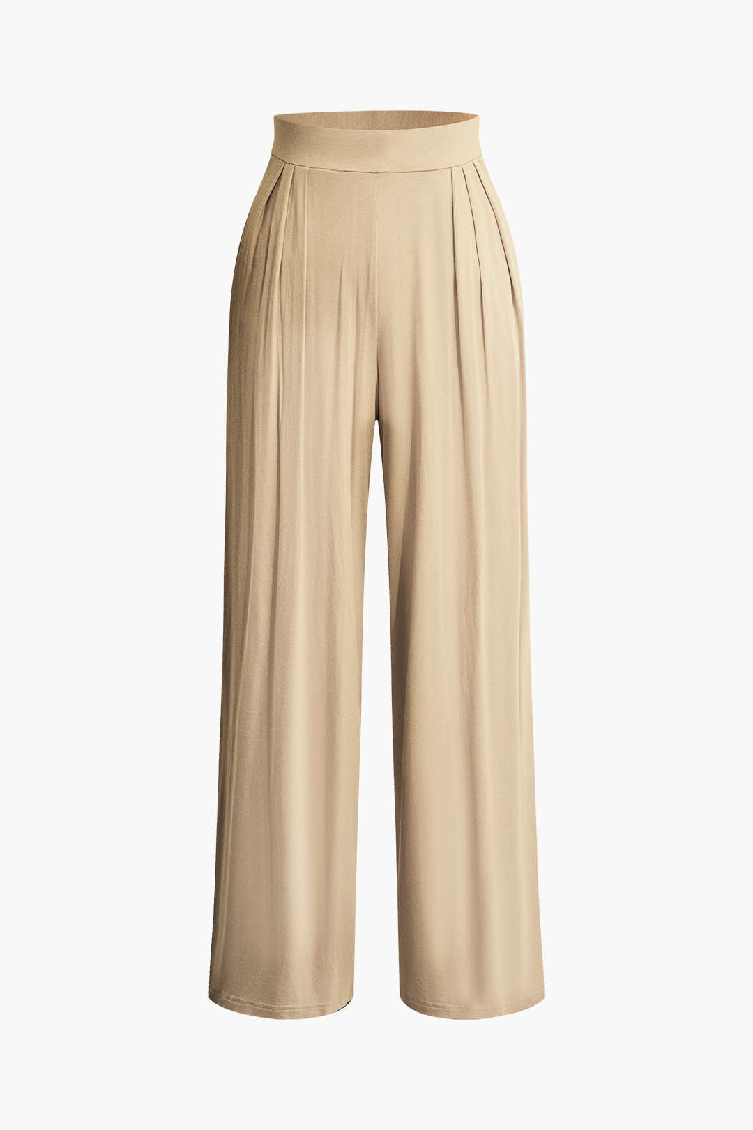 Tie Knot Front Ruched Tube Top And Pleated Wide Leg Pants