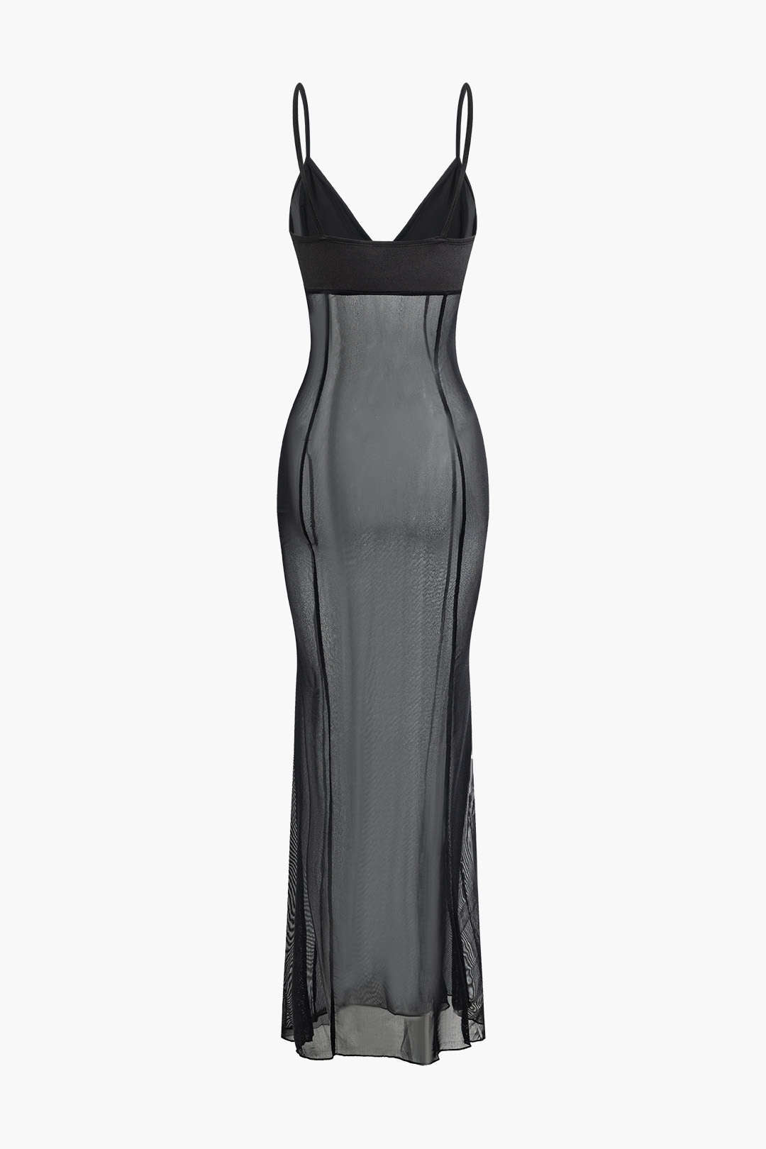 Sheer Mesh V-neck Maxi Dress