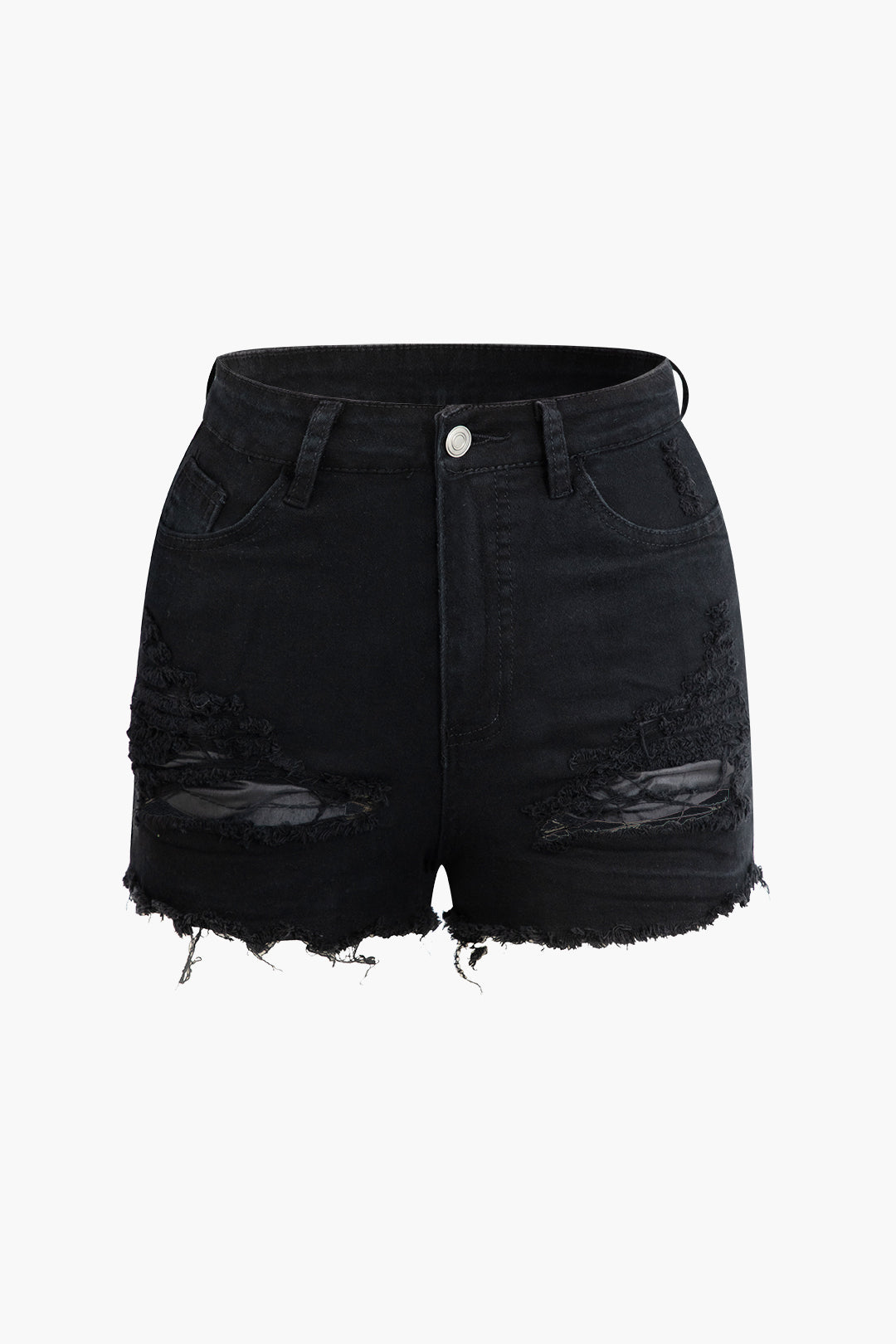 Distressed Frayed Hem Denim Shorts