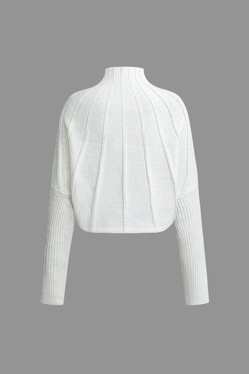 Mock Neck Textured Batwing Sleeve Sweater