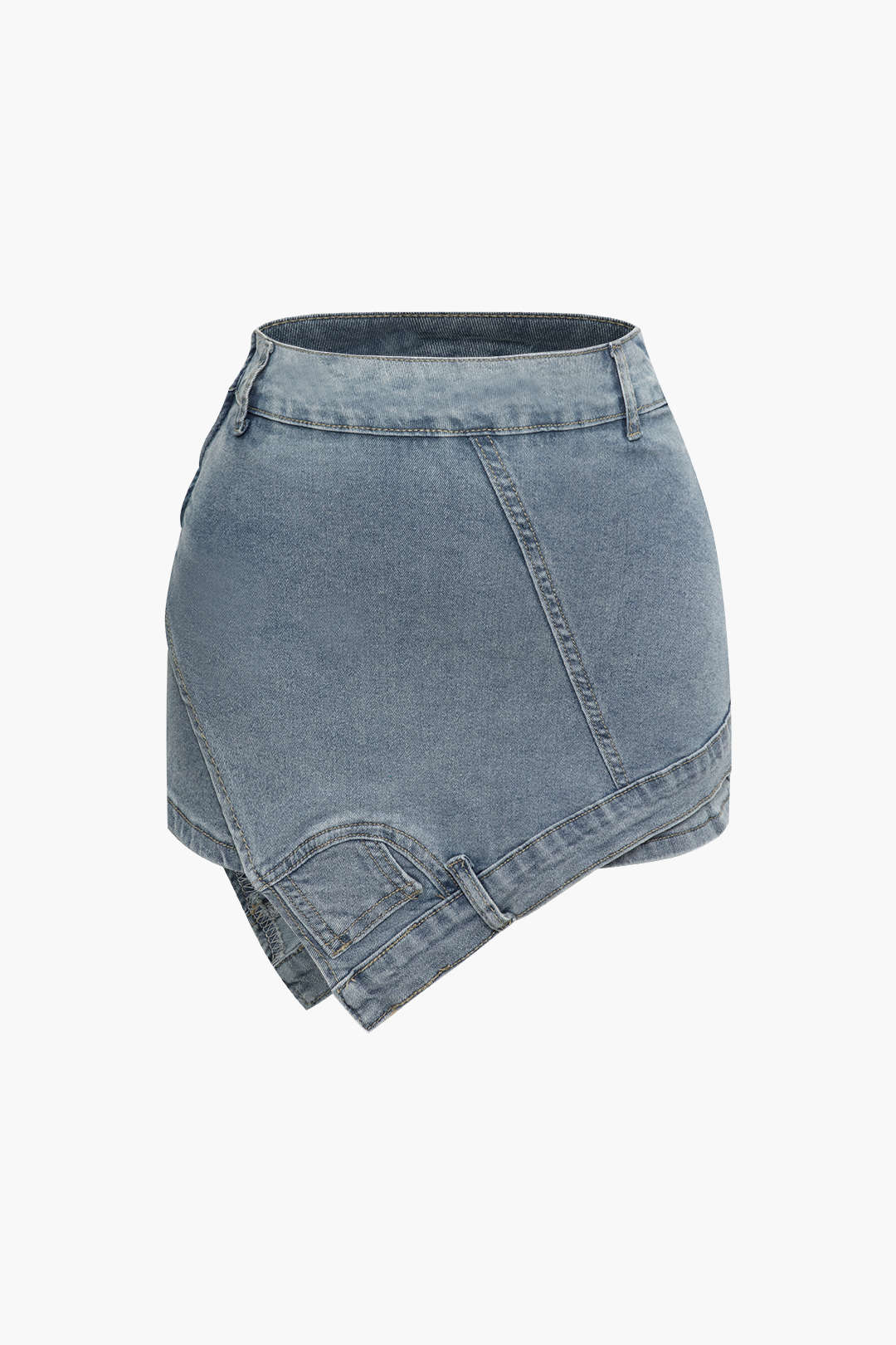 Asymmetric Denim Shorts