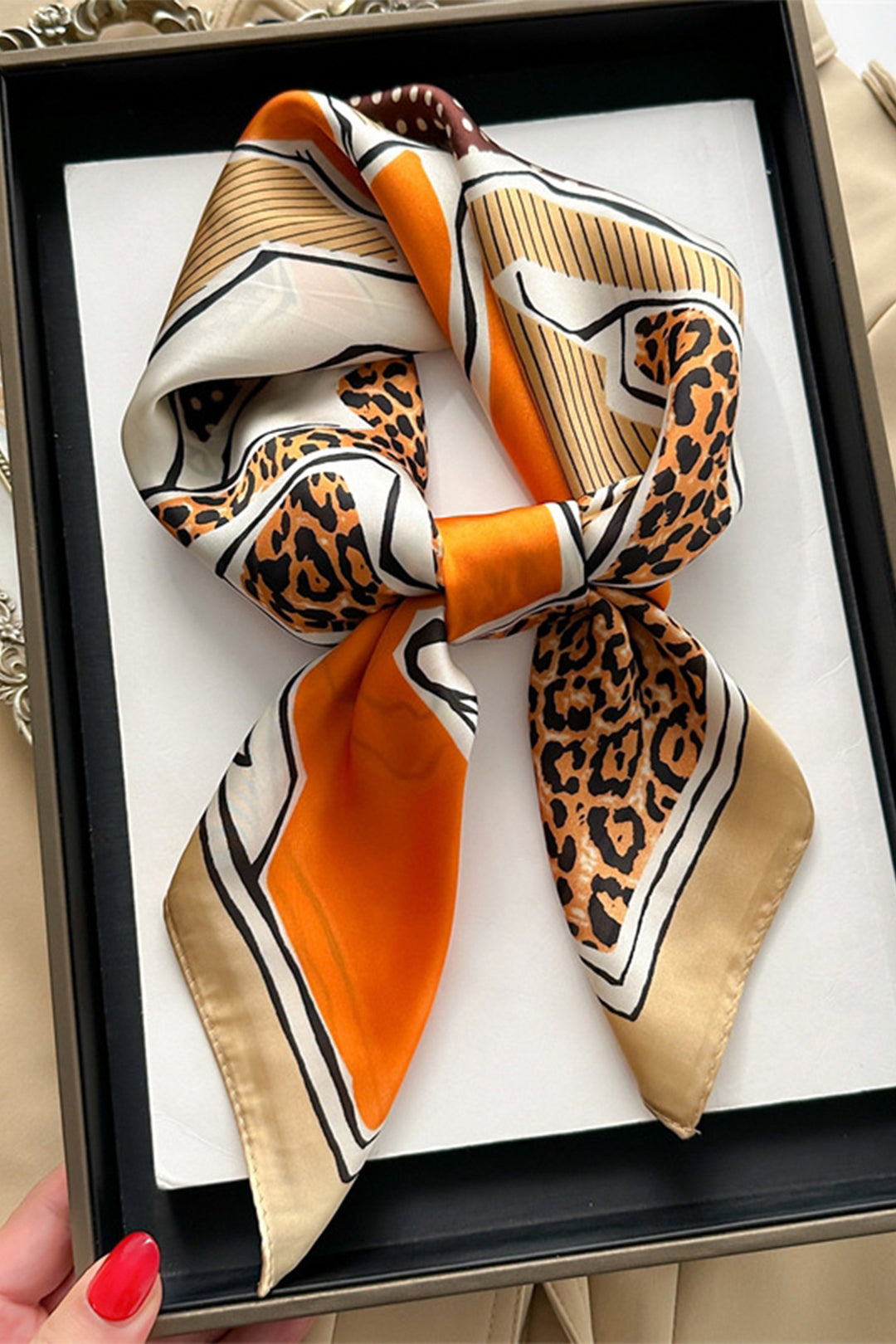 Leopard Print Eclectic Mix Pattern Silk Scarf