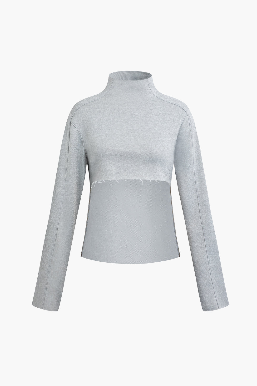 Frayed Hem Mock Neck Sweatshirt