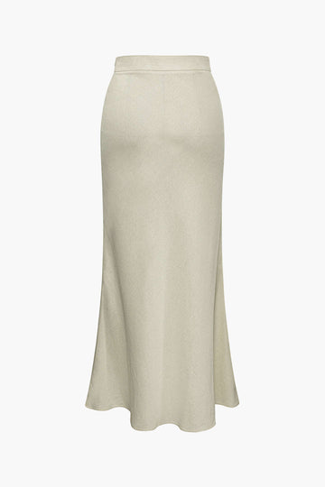 Linen-Blend High-Waisted Maxi Skirt