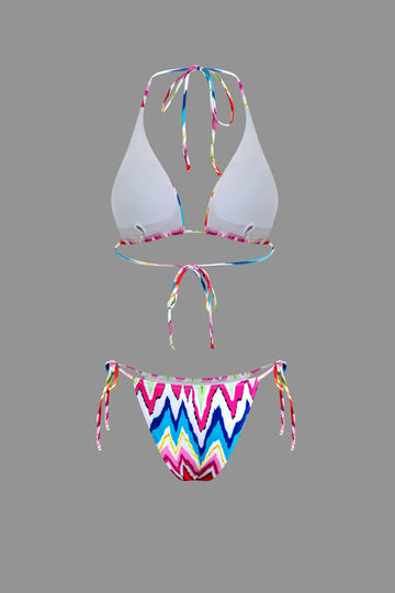 Rainbow Tie Halter Bikini Set