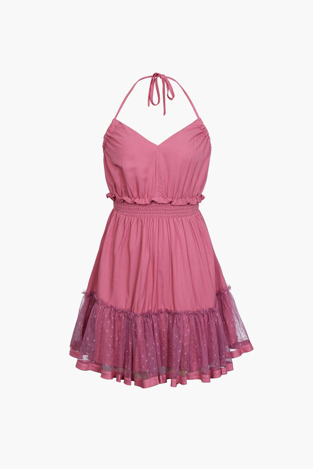 Ruffled Lace Trim Mini Dress