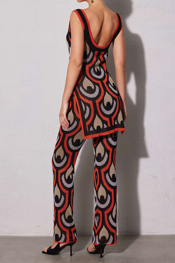 Geometric Pattern Straight Leg Pants