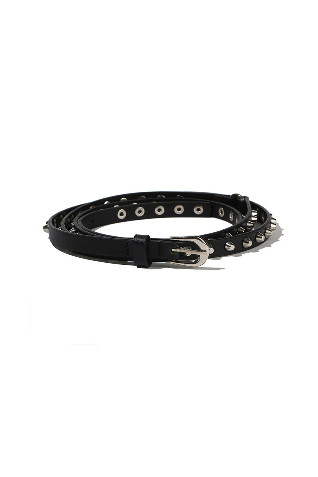 Leather Belt with Silver Stud Detail