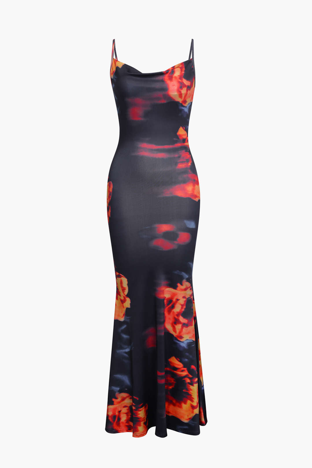 Printed Cowl Neck Maxi Dress