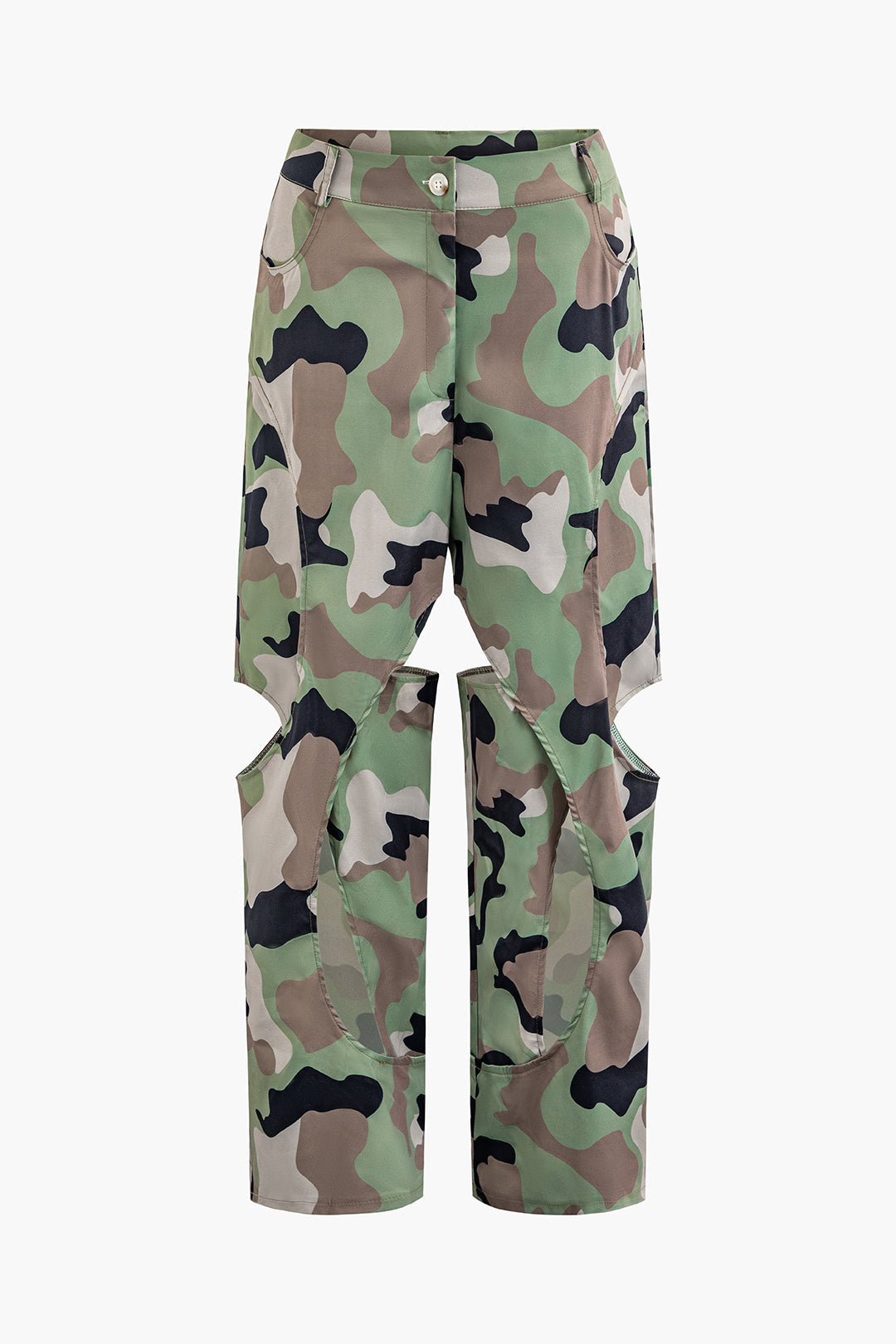 Camo Cut Out Straight Leg Pants