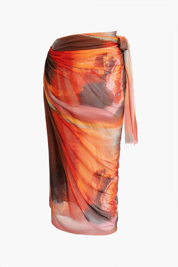 Tie Dye Mesh Twist Knot Skirt