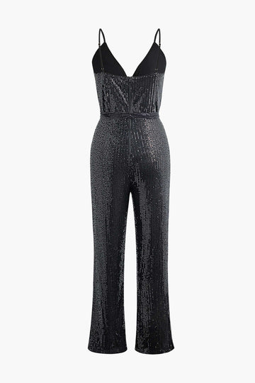 Sequin V-neck Slip Jumpsuit