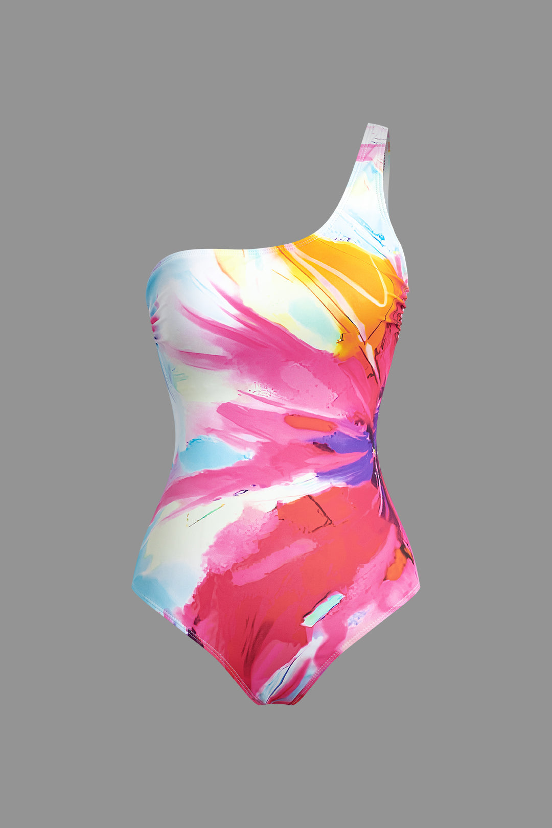 Tie Dye One Shoulder Tummy Control One-Piece Swimsuit