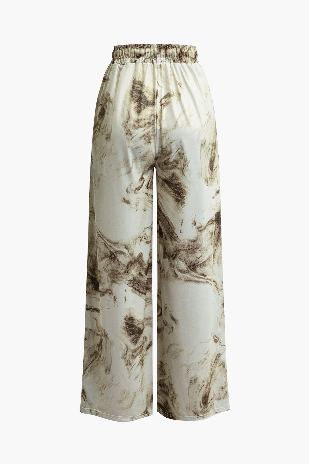 Abstract Print Drawstring Wide Leg Pants