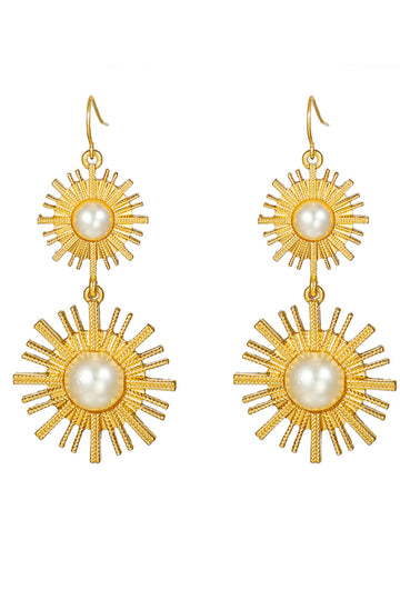 Sunburst Pearl Drop Earrings