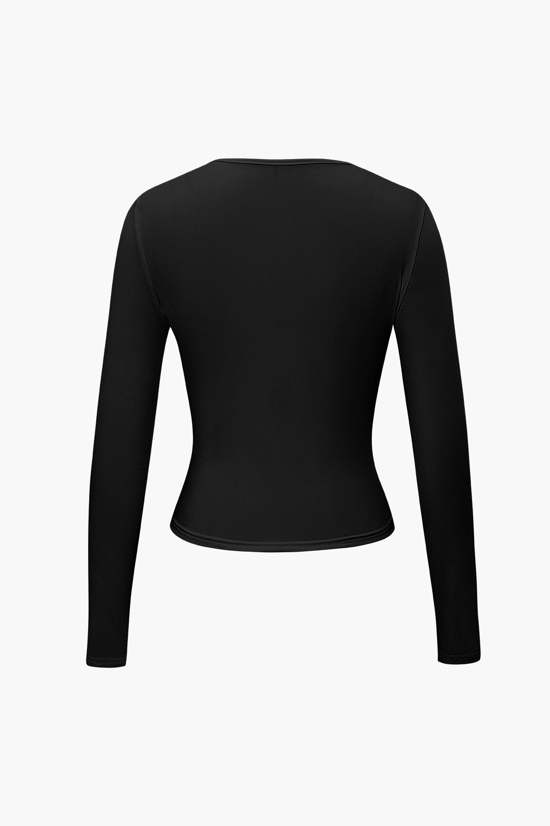 Solid Round Neck Long Sleeve Top