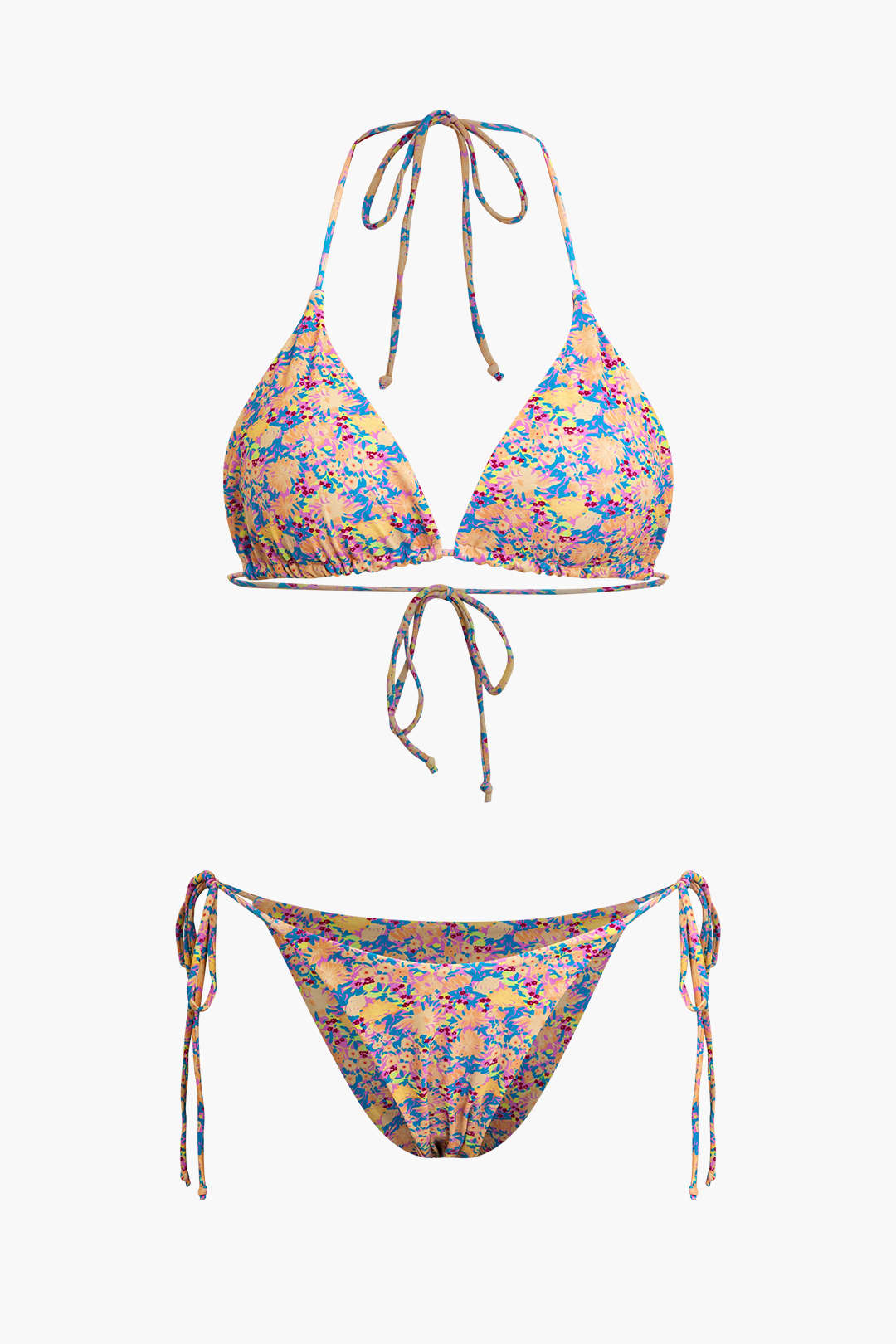 Floral Print Tie Halter Bikini Set