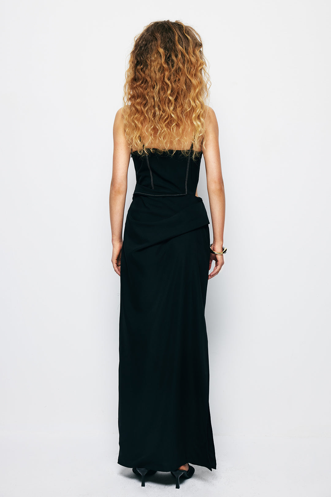 Stitching Cut Out Slip Slit Maxi Dress