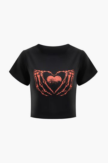 Hands Print Round Neck T-shirt