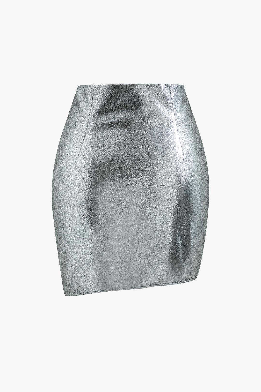 Glitter Metallic Asymmetrical Mini Skirt