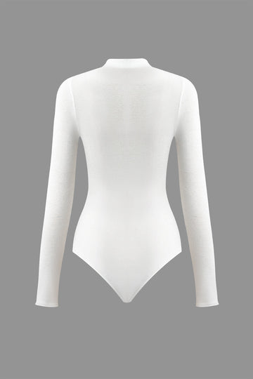 Mock Neck Cut Out Long Sleeve Bodysuit