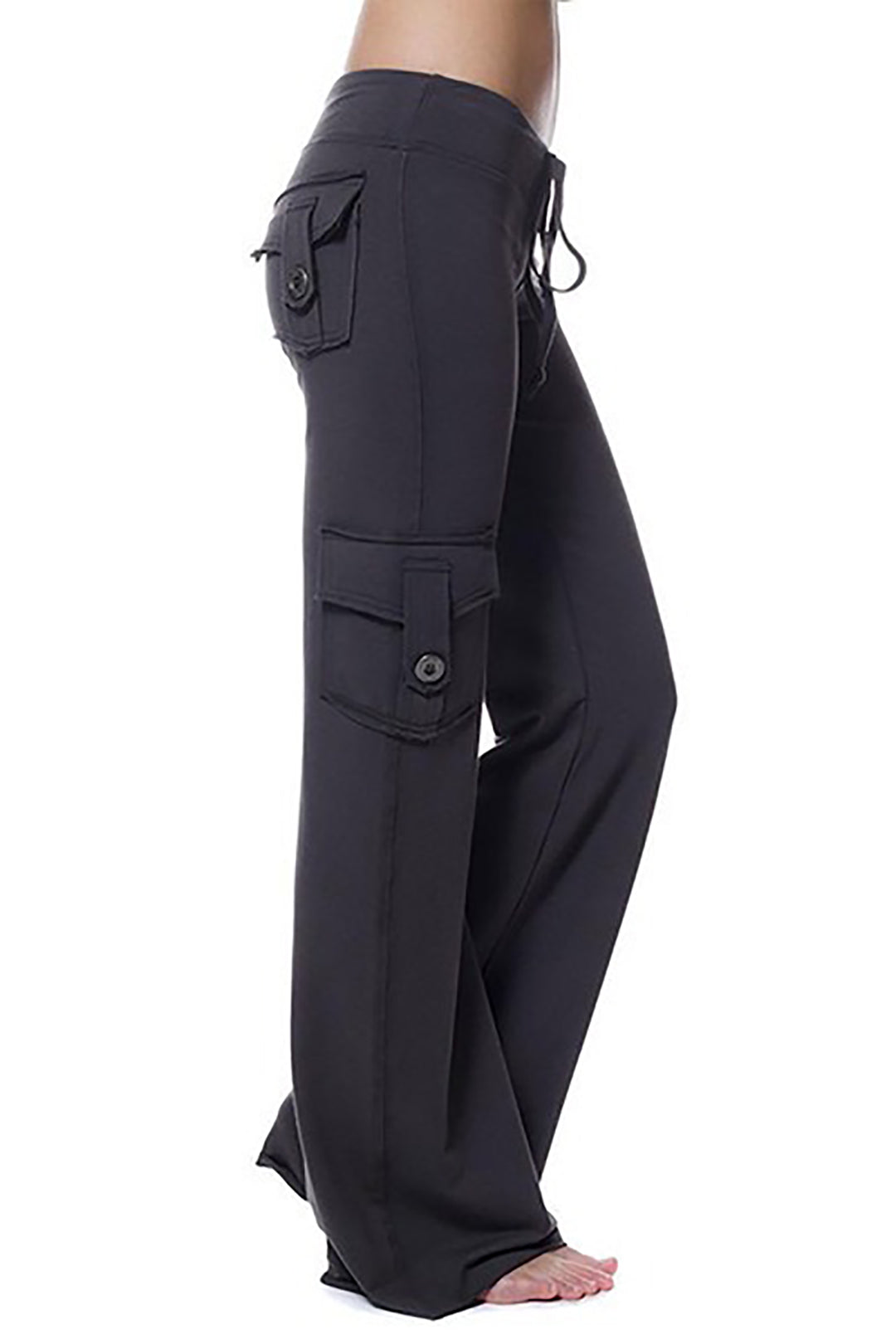 Flap Pocket Straight Leg Drawstring Pants