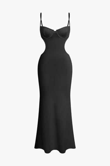 Cut Out Backless Bustier Slip Maxi Dress