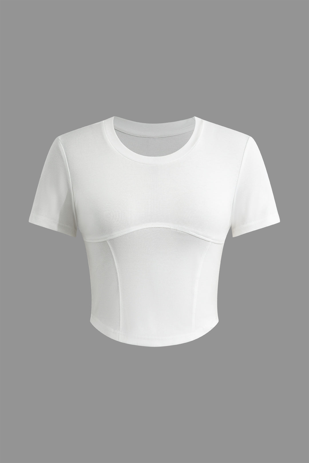 Solid Round Neck Crop T-shirt